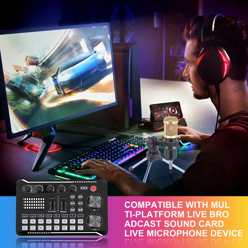 F998 Sound Card Kit,BM-800 Mic - đánh giá và giá Pc Gaming Live Streaming